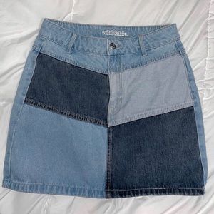 Denim Colorblock Skirt